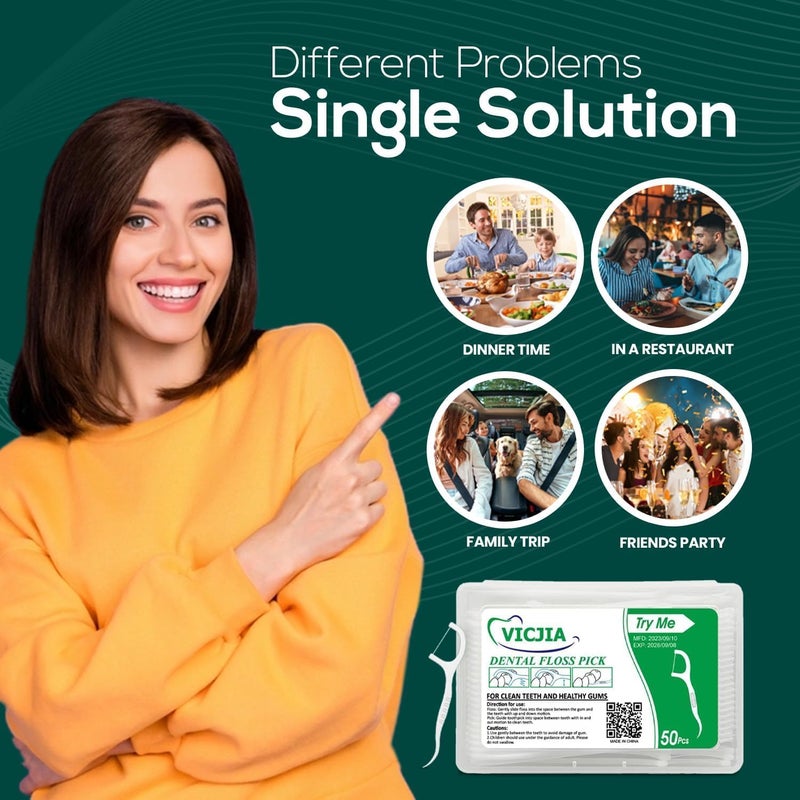 VICJIA Dental Floss Picks Unflavored Floss Picks,500 Count Travel Tooth Picks Flossers,Floss Sticks for teeth,car,portable floss dispenser - Image 4
