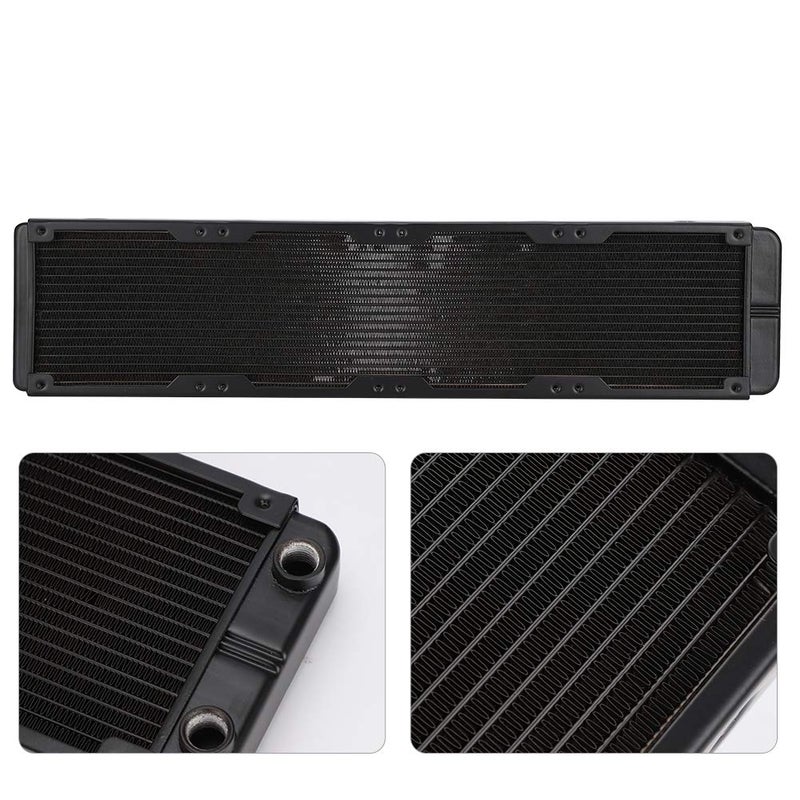 ZJchao Water Cooling 18 Tubes High Performance Black Aluminium Alloy Heat Exchanger for Computer Water Cooling Systems Beauty Equipment Industrial Devices 480mm G1/4 Thread - Image 2