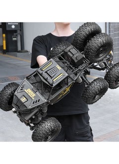 Oversized Remote Control Car Drift Off-Road Vehicle Four-wheel Drive Climbing Big Foot High Speed Racing Boy Charging Toy Car-Color:Extra Large High-speed Eight-wheel Six-wheel Drive [alloy Version] Domineering Black-Scale:With Three Sets Of Rechargeable Lithium Batteries + Charging Cable + Screwdriver