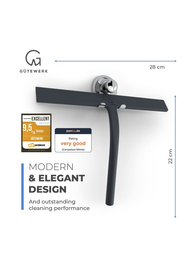 Generic - G Tewerk Shower Squeegee Black 11 In - Incl. Chrome Suction Cup Hook - Image 1