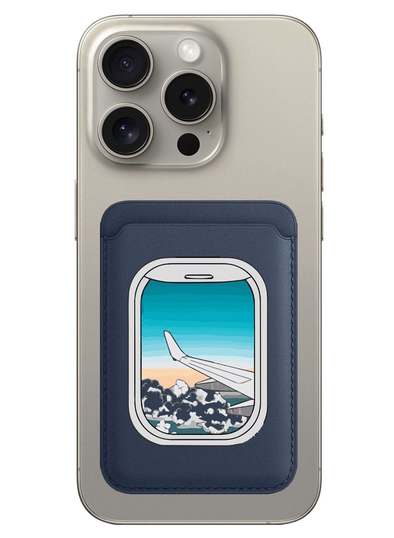 Theodor Magnetic Wallet, Compatible with MagSafe Wallet, for iPhone Wallet, for iPhone 16/15/14/13/12 Series, Not for iPhone 13/12 mini, 3 Card Holder, Vegan Leather, Navy - Window-01 - Image 1