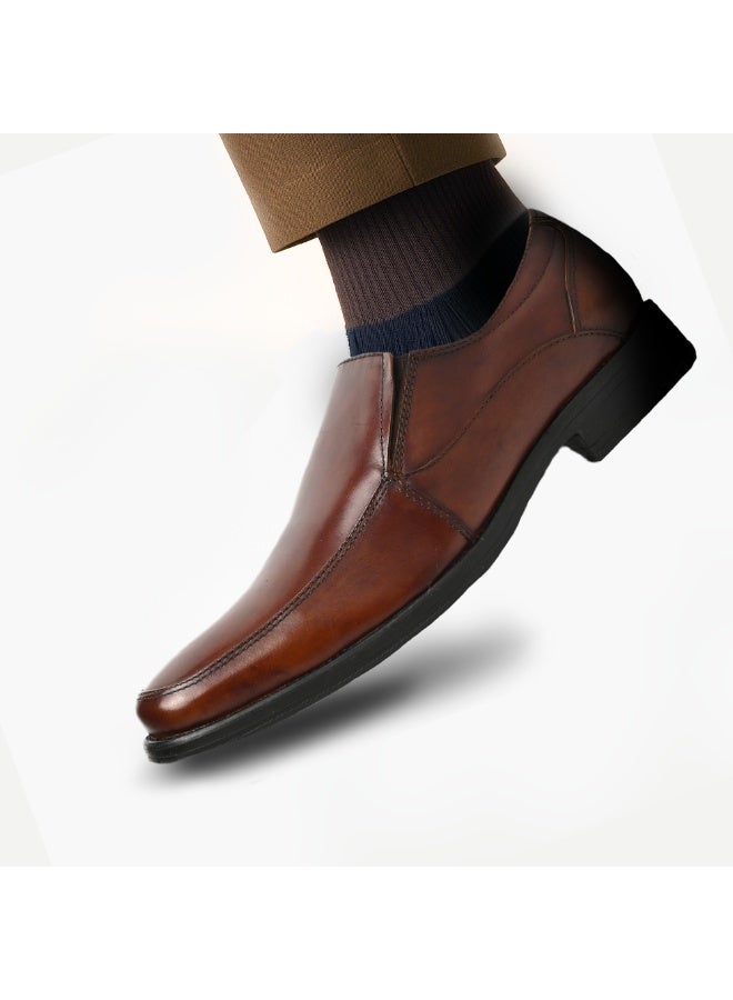 Mont Hawk Men’s Genuine Leather Gallus Shoes || Business Casual Slip-On Formal Shoes || Soft Comfortable Fit || Anti-Slip Rubber Sole || Lightweight Office Wear (Tan) - Image 2