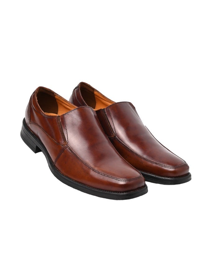 Mont Hawk Men’s Genuine Leather Gallus Shoes || Business Casual Slip-On Formal Shoes || Soft Comfortable Fit || Anti-Slip Rubber Sole || Lightweight Office Wear (Tan) - Image 1
