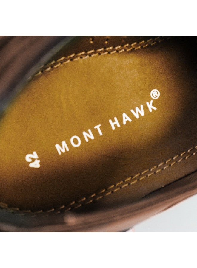 Mont Hawk Men’s Genuine Leather Gallus Shoes || Business Casual Slip-On Formal Shoes || Soft Comfortable Fit || Anti-Slip Rubber Sole || Lightweight Office Wear (Tan) - Image 4