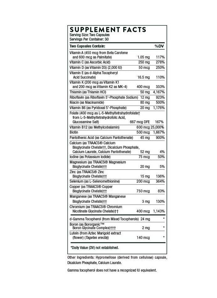 Thorne - Basic Nutrients 2/ Day - 60 Capsules Dietary Supplement - Image 1