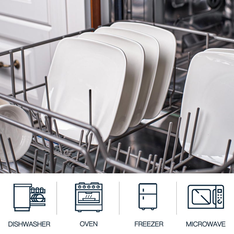 AKDC Delling Dessert Plates - 6.5In Ceramic Small Appetizer/Salad Plate -Square Serving Plates - White Kitchen Dinnerware Dishes Set For Snacks, Appetizer, Side Dishes- Serving Platter Set,Set Of 6 - Image 3