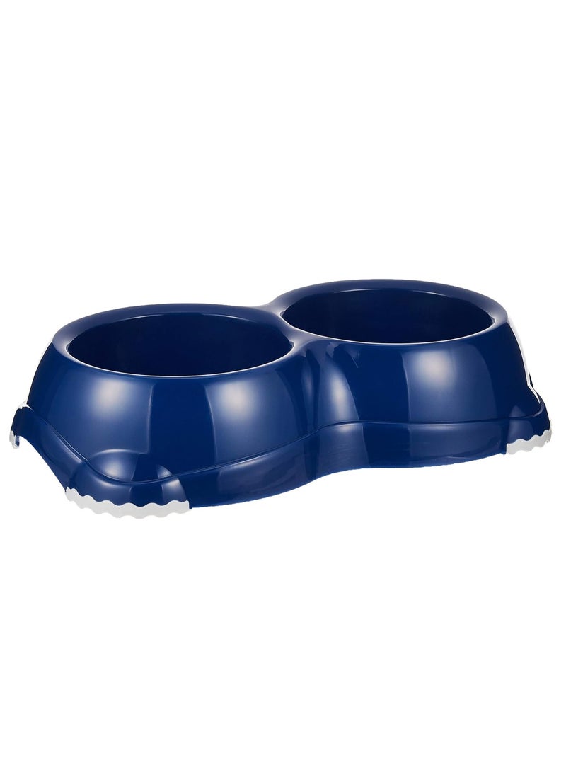 Moderna Smarty Double Bowl for Pets,Food & Water Dish | Compact & Durable | Blue | 2 x 645ML - Image 1