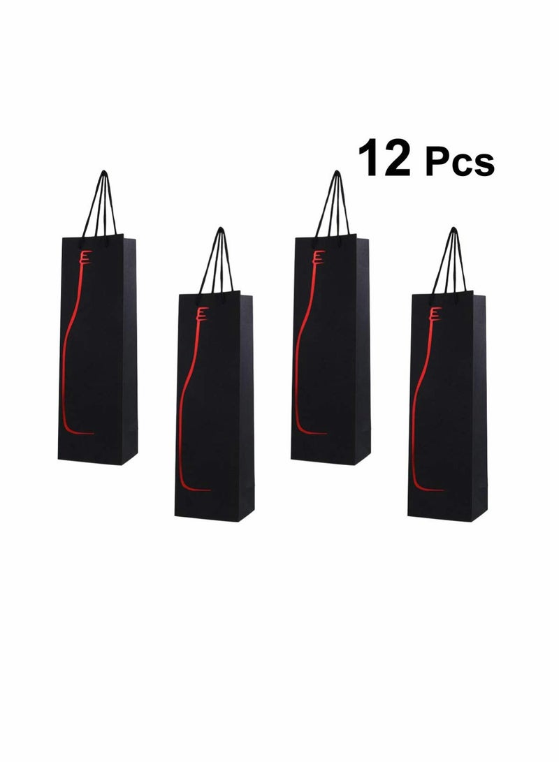 KASTWAVE 12pcs Wine Gift Paper Bags Single Bottle Wine Gift Bags Red Wine Tote Bags with Handles Champagne Carrying Bags for Party Business Retail Merchandise - Image 2