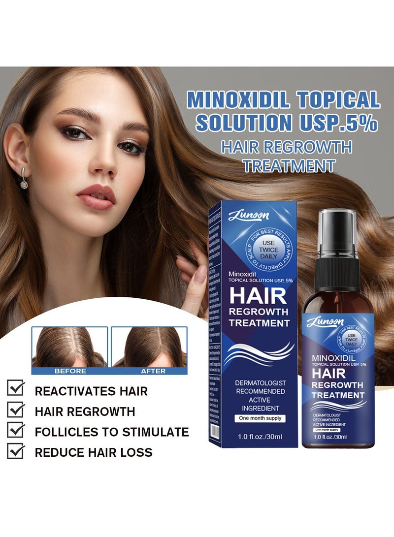 LUNOON Minoxidil Hair Thick Growth Essence Care Spray Promotes Strong Hair 30ml - Image 4