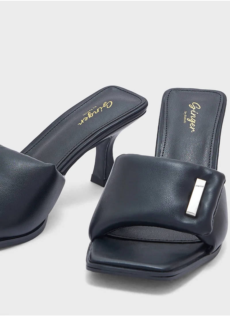 Ginger Square Toe Padded Heel Sandal