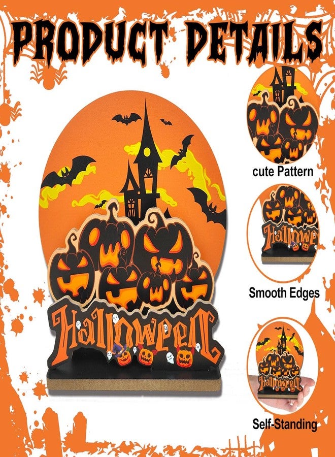 SFDHVCF Halloween Decorations Gifts Halloween Decor Indoor Party Spooky Pumpkin Decorations Ghost Desk Decor for Home Room Bedroom Farmhouse Office Tiered Tray Table Centerpieces 3PCS - Castle - Image 3