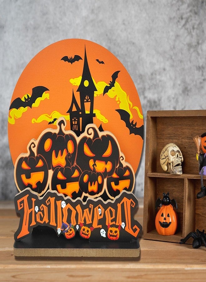 SFDHVCF Halloween Decorations Gifts Halloween Decor Indoor Party Spooky Pumpkin Decorations Ghost Desk Decor for Home Room Bedroom Farmhouse Office Tiered Tray Table Centerpieces 3PCS - Castle - Image 4