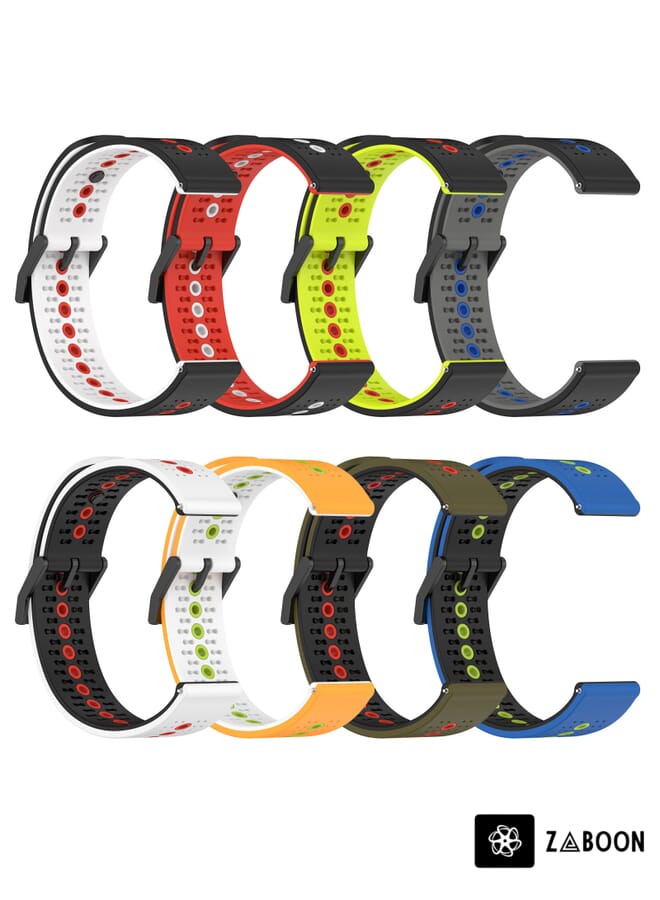 Zaboon Watch Band For Huawei Watch 3 Pro New 22mm Tricolor Breathable Silicone (Army Green+Red) - Image 5