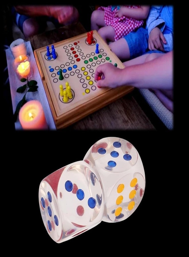 VOLDOT (Pack of 2) Jumbo Dice with Colored Dots, 6-Sided Transparent Gaming Dice for Farkle, Board Games, Casino, Snake and Ladders, Monopoly - Image 5