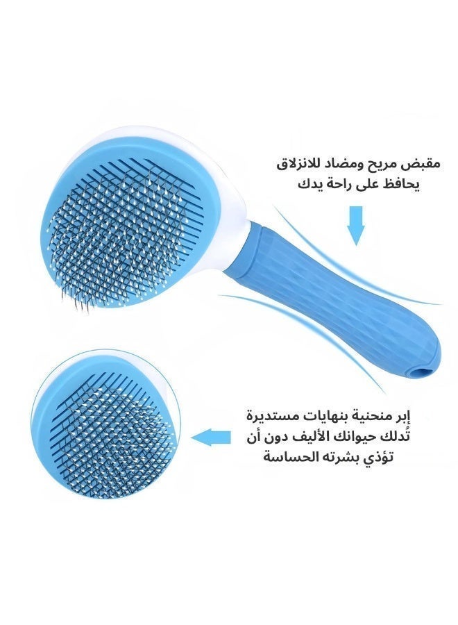 Cat Brush Cat Comb, Cat Grooming Brush, Cat Dog Grooming Brush, Self Cleaning Slicker Massage Brushes for Short and Long Haired Cats for Grooming and Shedding(Blue) - Image 3
