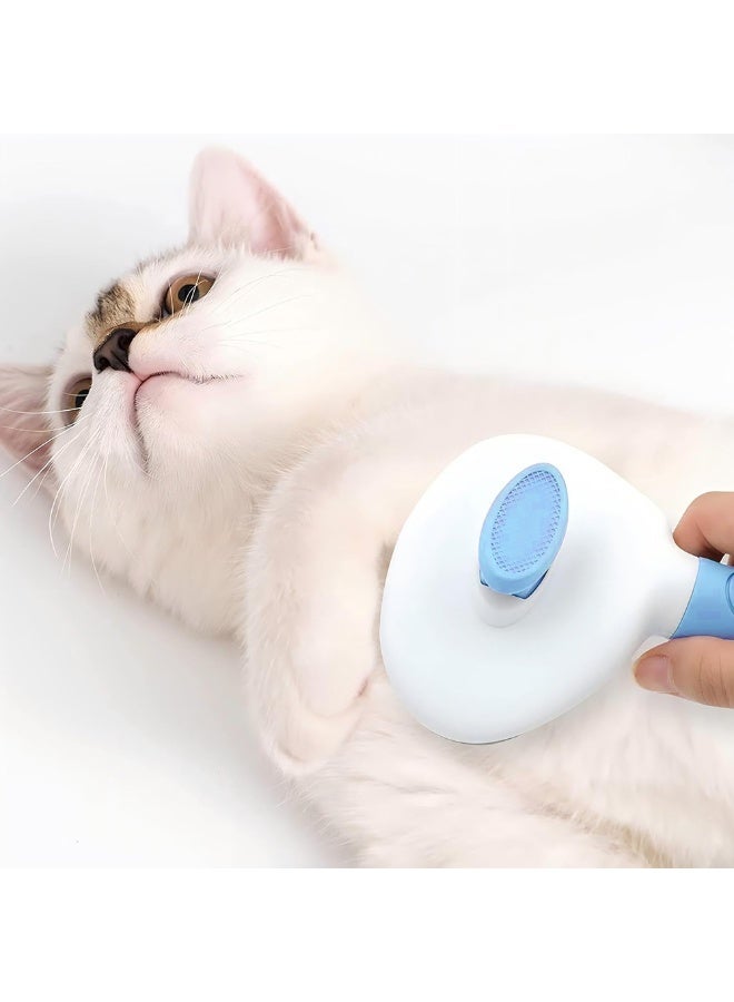 Cat Brush Cat Comb, Cat Grooming Brush, Cat Dog Grooming Brush, Self Cleaning Slicker Massage Brushes for Short and Long Haired Cats for Grooming and Shedding(Blue) - Image 5