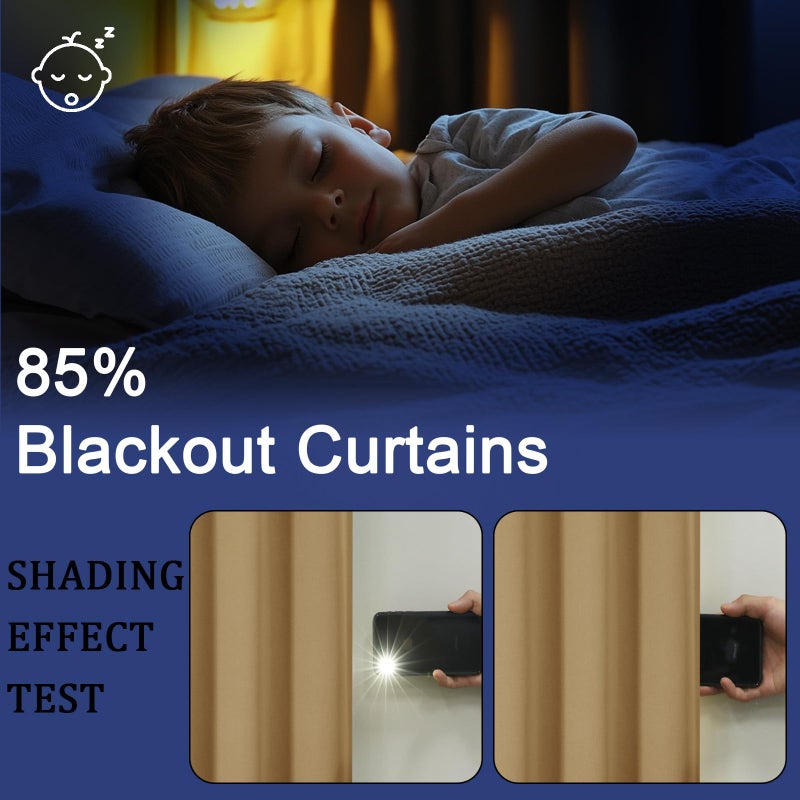 OWENIE Sally Brown Blackout Curtains for Bedroom 63 Inch Length 2 Panels Set, Solid Thermal Insulated Energy Saving Rod Pocket Window Treatment Drapes, W40 x L63 Inch, Brown - Image 2