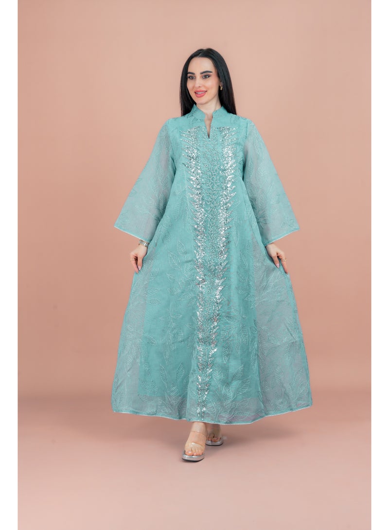 اكسا جلابية انيقة لؤلؤ ونقوش - Image 1