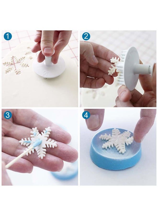 HiParty Hi-Party 6Pcs/Set Christmas Snowflake Fondant Cutter, Snowflake Plunger Fondant Embossing Mold Cookie Cutter Frozen Cake Toppers Decorations Kids Birthdays Cupcake Decorating Supplies - Image 4