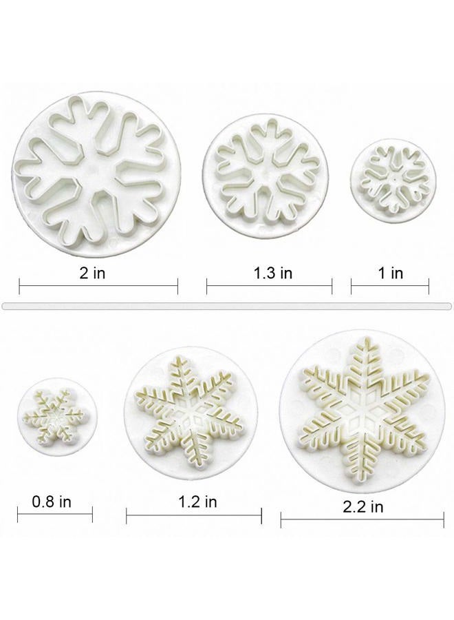 HiParty Hi-Party 6Pcs/Set Christmas Snowflake Fondant Cutter, Snowflake Plunger Fondant Embossing Mold Cookie Cutter Frozen Cake Toppers Decorations Kids Birthdays Cupcake Decorating Supplies - Image 2