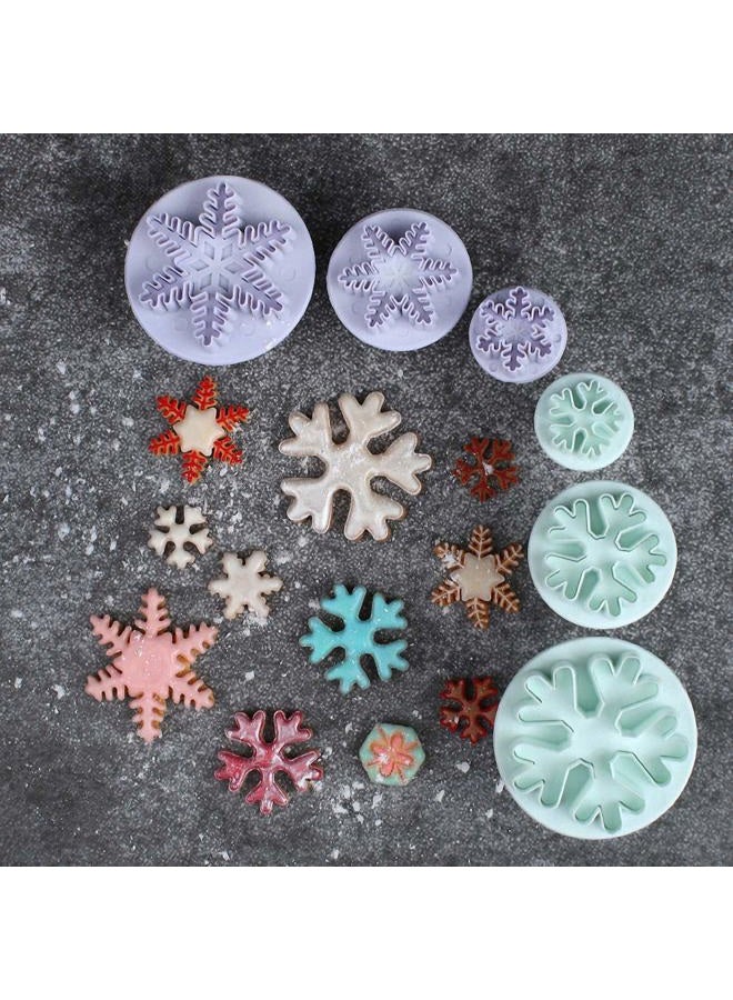 HiParty Hi-Party 6Pcs/Set Christmas Snowflake Fondant Cutter, Snowflake Plunger Fondant Embossing Mold Cookie Cutter Frozen Cake Toppers Decorations Kids Birthdays Cupcake Decorating Supplies - Image 3
