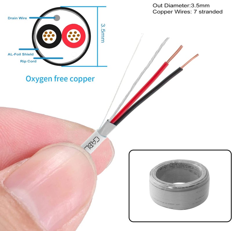 InstallerCCTV Shielded Alarm Control Cable, 22 AWG 2 Conductors (7 Strand) Riser Alarm Cable, 125ft, Full Copper, for Fire/Sound/Security Burglar Station Wire Security by InstallerCCTV - Image 2