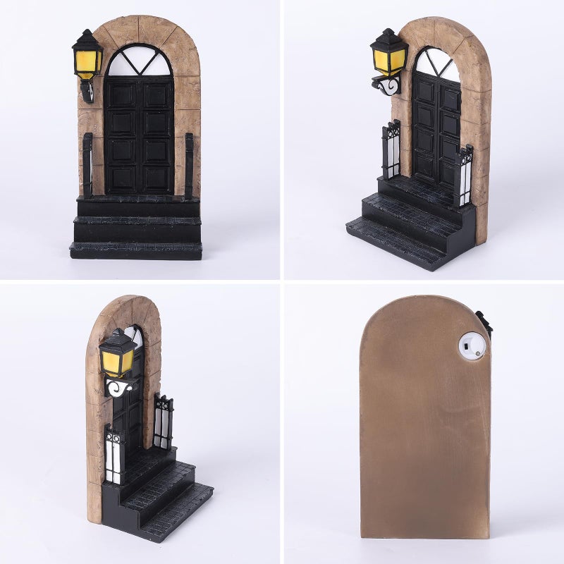 suruim 1 Pcs Unique Book End with Lighted Lantern, Vintage Decorative Book Ends for Shelves, Funky Book Holder, Rustic Book Stopper for Home, Office, and LOTR Bookshelf Decor (A) - Image 4