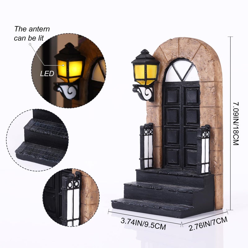 suruim 1 Pcs Unique Book End with Lighted Lantern, Vintage Decorative Book Ends for Shelves, Funky Book Holder, Rustic Book Stopper for Home, Office, and LOTR Bookshelf Decor (A) - Image 2