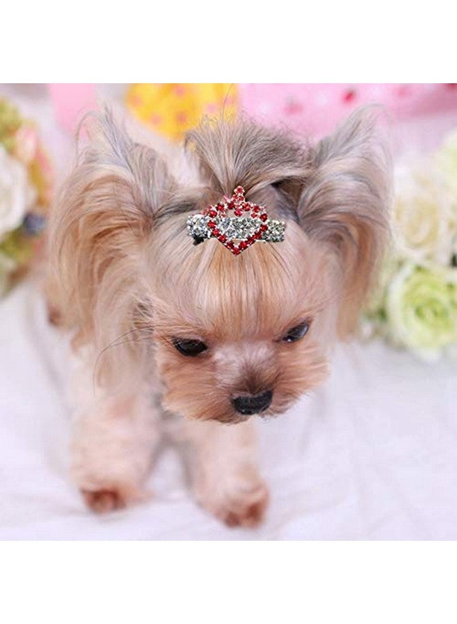 إيميلي بيتس مشبك شعر على شكل قلب مع حجر من الكريستال للحيوانات الأليفة مشبك شعر لطيف للقطط والكلاب وتصفيف شعر الحيوانات الأليفة إكسسوارات شعر الحيوانات الأليفة - أحمر - Image 2