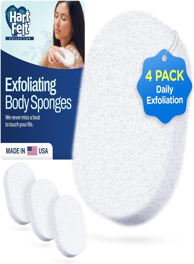 HartFelt Bath Sponges for Shower | Oval Body Wash Scrubber for Exfoliating Skin | Clean and Refresh Body, Back & Arms | Chemical-Free Body Sponge | Made in USA - Pack of 4 - Image 1