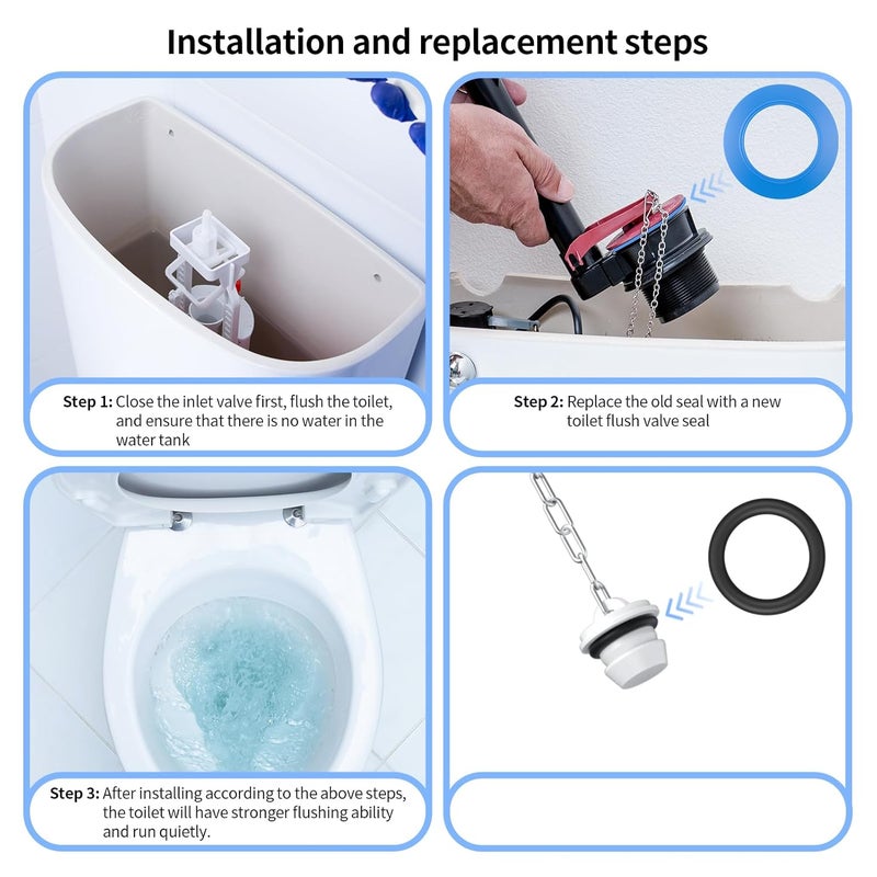 XMGHCK Flush Valve Seal for American Standard & Eljer Toilets, Upgraded Silicone Material 7301111-0070A Replacement with O Rings - Compatible with Champion 4 and Eljer Titan 4 Models (4 Pack) - Image 3