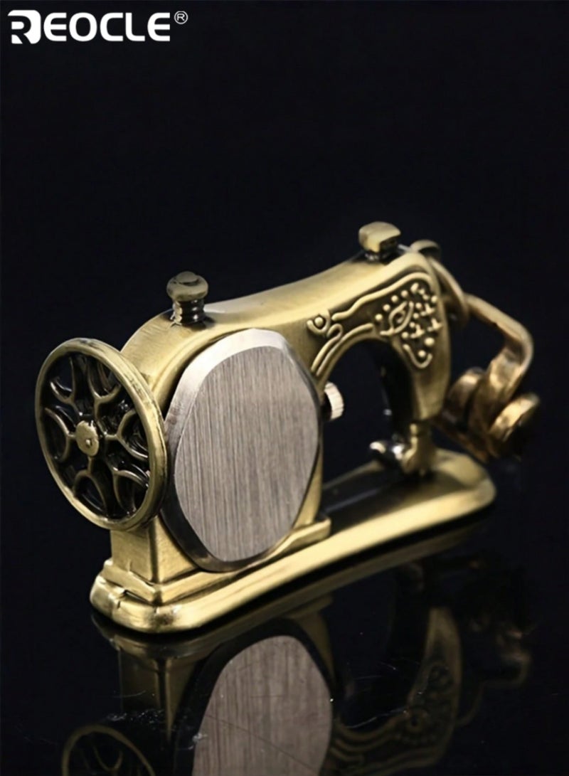 REOCLE Vintage Keychain Antique Style Sewing Machine Design Quartz Pocket Watch with Lobster Clasp Decorative Keychain Watch for Daily Carry and Collectible Use - Image 5