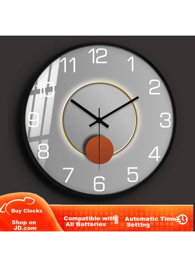 Peng Chuang Pengchuang Radio-controlled Automatic Time Setting Wall Clock Living Room Shadow Home Wall Clock Dining Room Modern Quartz Clock - Image 1
