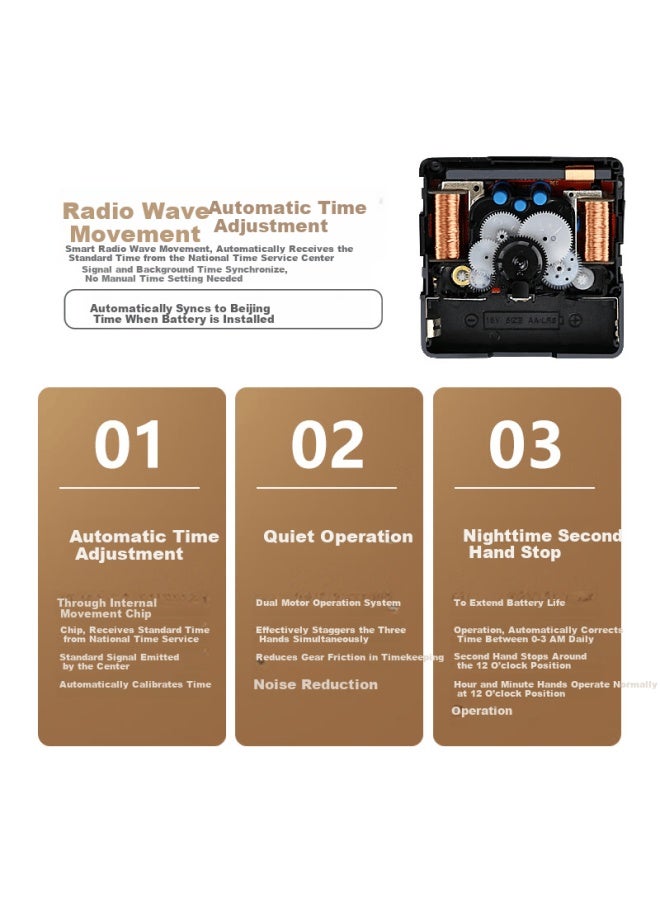 Peng Chuang Pengchuang Radio-controlled Automatic Time Setting Wall Clock Living Room Shadow Home Wall Clock Dining Room Modern Quartz Clock - Image 4
