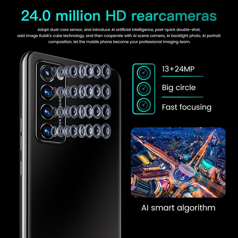 Generic (Unbranded) 5.8 Inch Rino4 Pro Smart Phone Facial Recognition HD MTK6580 Quad Core 512MB RAM 4GB ROM 4800Mah Android 10.0 Black EU Plug - Image 3