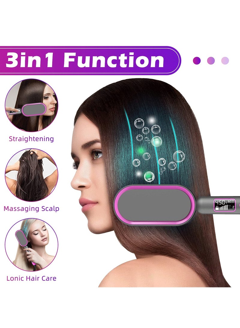 SYOSI Hair Straightener Brush, Salon Styler Hair Dryer and Volumizer Ceramic Heating Ionic Hair Straightener Comb 13 Heat Setting & LED Screen & Anti-Scald & Auto-Off for Home Travel Salon - Image 4