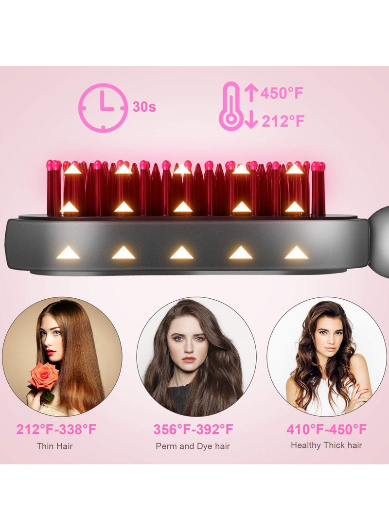 SYOSI Hair Straightener Brush, Salon Styler Hair Dryer and Volumizer Ceramic Heating Ionic Hair Straightener Comb 13 Heat Setting & LED Screen & Anti-Scald & Auto-Off for Home Travel Salon - Image 3
