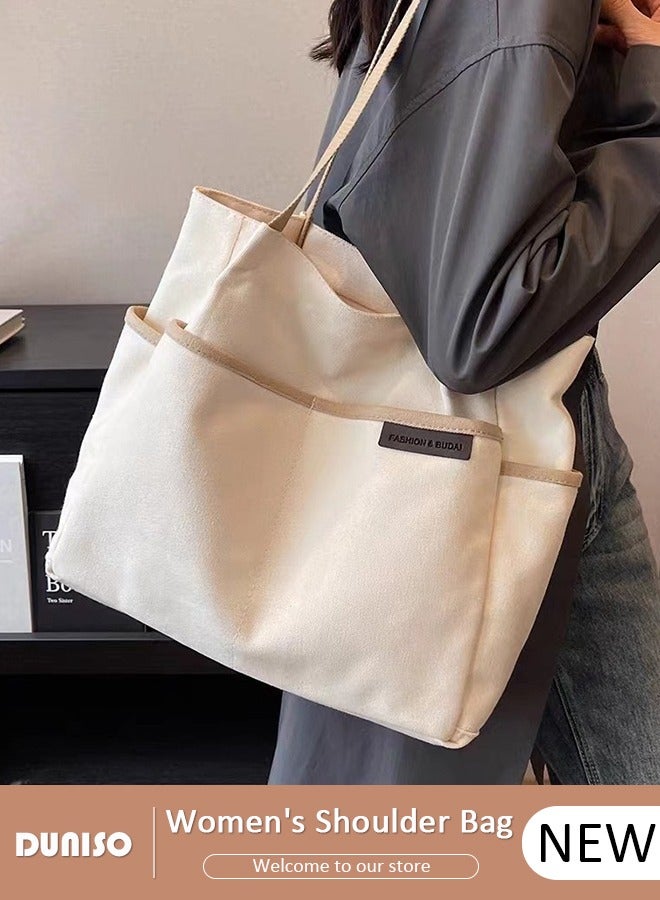 DUNISO Women's Shoulder Tote Bag Canvas Handbag For Women Large Capacity Bucket Bag Fashionable Travel Messenger Shoulder Bag For Ladies Girls College Students - Image 1