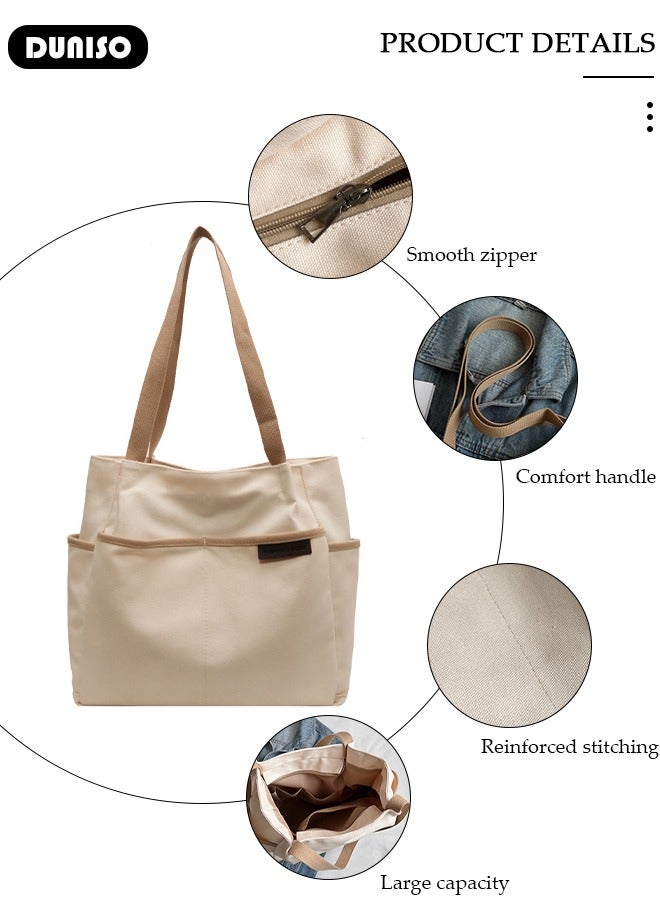 DUNISO Women's Shoulder Tote Bag Canvas Handbag For Women Large Capacity Bucket Bag Fashionable Travel Messenger Shoulder Bag For Ladies Girls College Students - Image 2