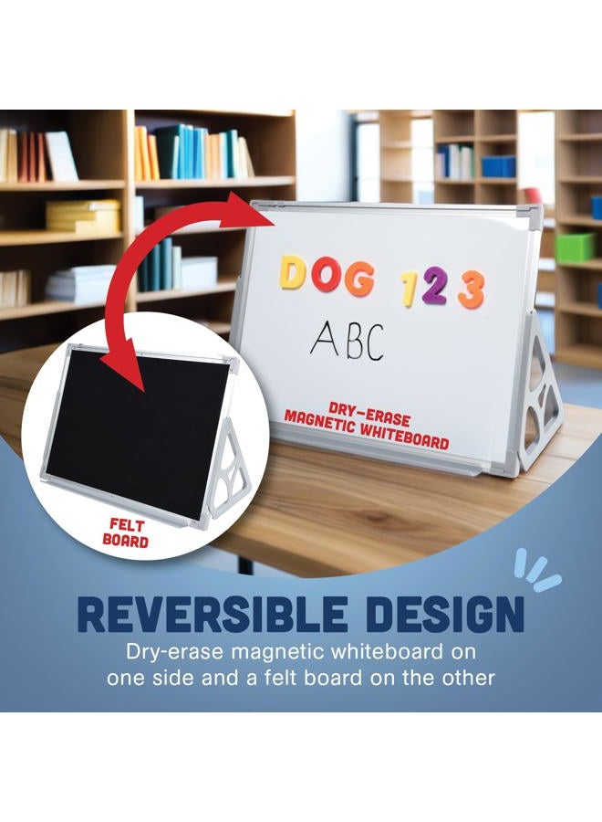 Constructive Playthings 3 'N 1 Magnetic Write and Wipe Reversible Flannel Board With Stand - Image 3