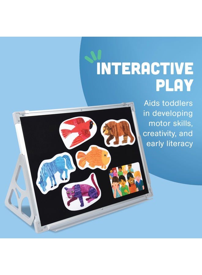 Constructive Playthings 3 'N 1 Magnetic Write and Wipe Reversible Flannel Board With Stand - Image 4