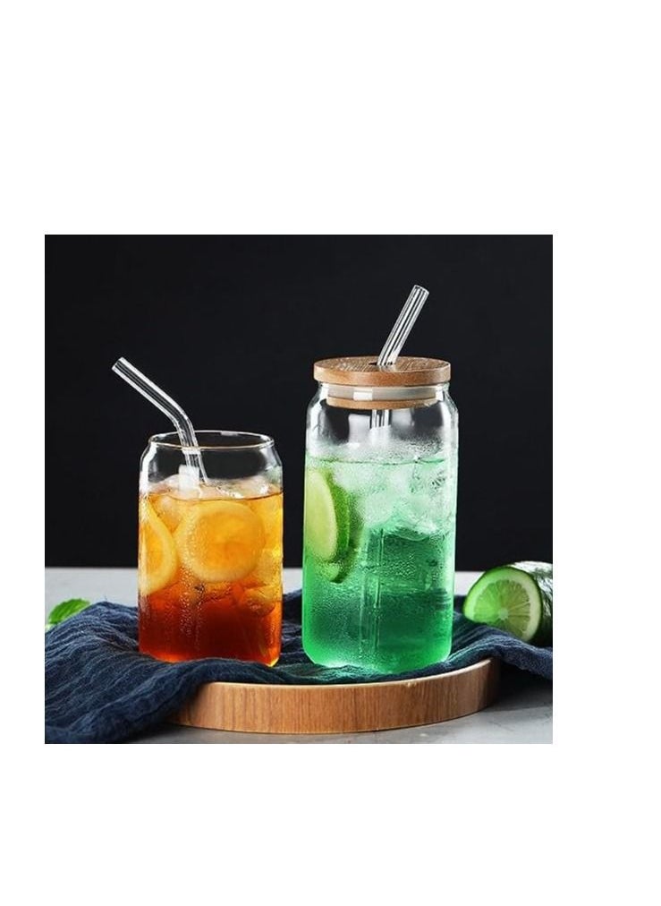 Generic - Glass Drinking Jar with Airtight Bamboo Lid and Glass Straw for Ice Soda, Juice, Milk - (380 ml) - Image 1