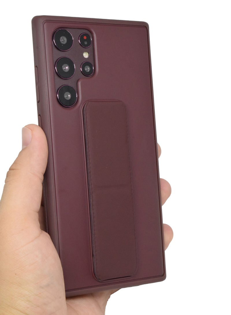 BORTONY Galaxy S22 Ultra Case Silicone Camera Protected Shockproof With Finger Grip Stand Cover - Image 3