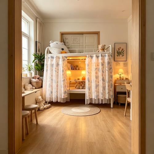 Qubanda Dorm Bottom Bunk Blackout Privacy Bed Curtains Bed Canopy Shading Dustproof Breathable Tent Nets Single Sleeper - Image 4