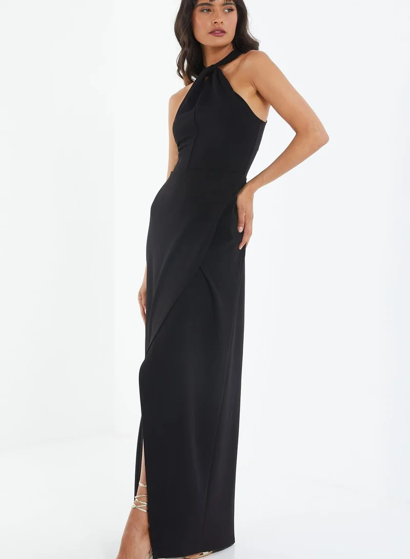 QUIZ Halter Neck Cut Out Front Slit Dress