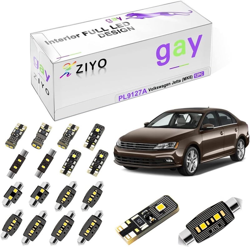 ZIYOLIGHT LED Interior Light Kit for Volkswagen Jetta MK6 (2010-2017) - 12 Bulbs, 6000K Xenon White - Image 1