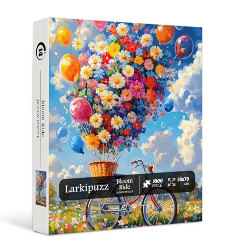 Larkipuzz Flower Puzzles for Adults 1000 Pieces Larkipuzz Colorful Wildflower Garden Puzzle Bike Balloon Difficult Impossible Bloom Ride Theme as Home Art - Image 5