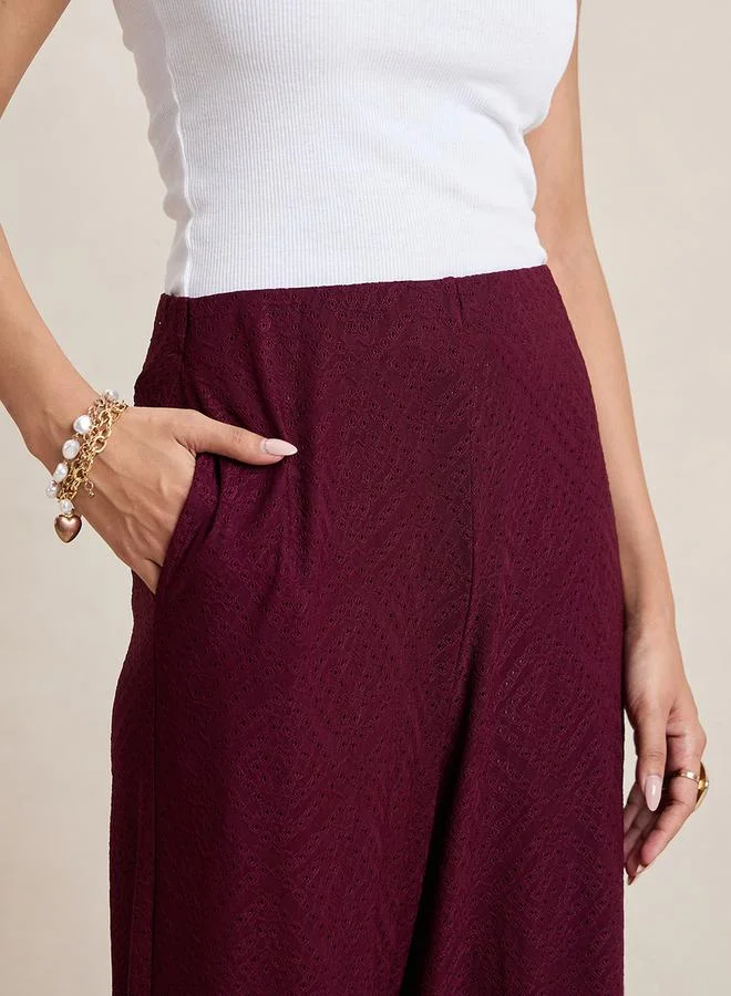 فيميلا Knitted Schiffli Straight Leg Pants by Styli
