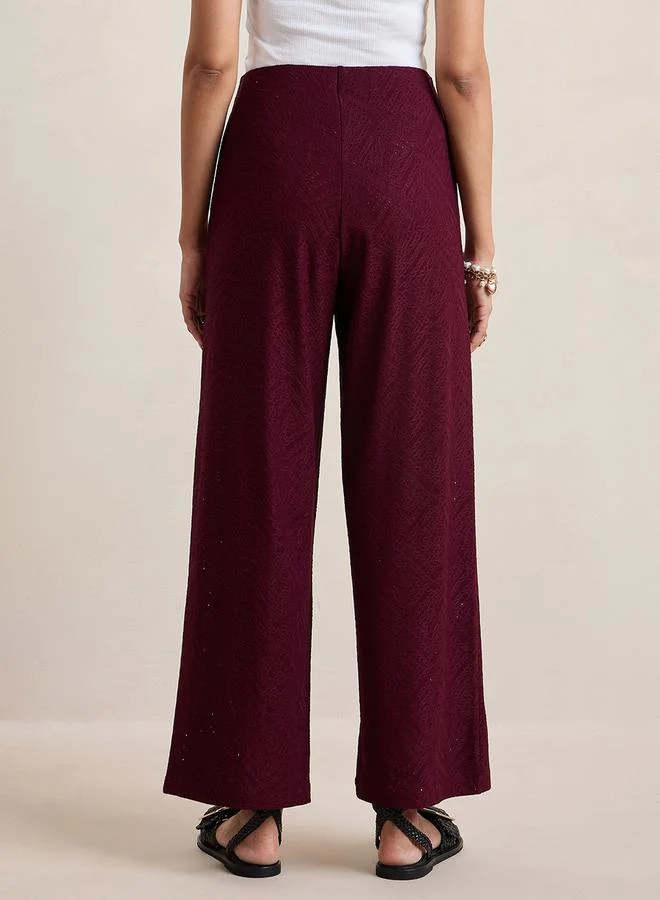 فيميلا Knitted Schiffli Straight Leg Pants by Styli