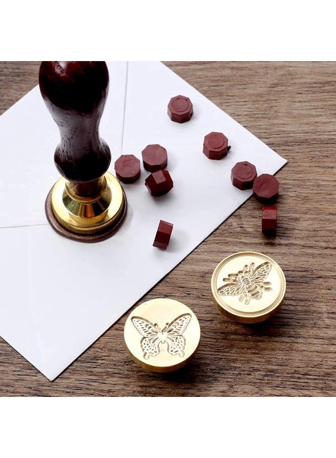 KKSUBCA Wax Seal Stamp Hot Stamping Gift Box Set, 6 Pcs Sealing Wax Stamps Copper Seals 1 Wooden Hilt, Wax Stamp Kit for Cards Envelopes, Gift Packagin (Animal Insect Series) - Image 2